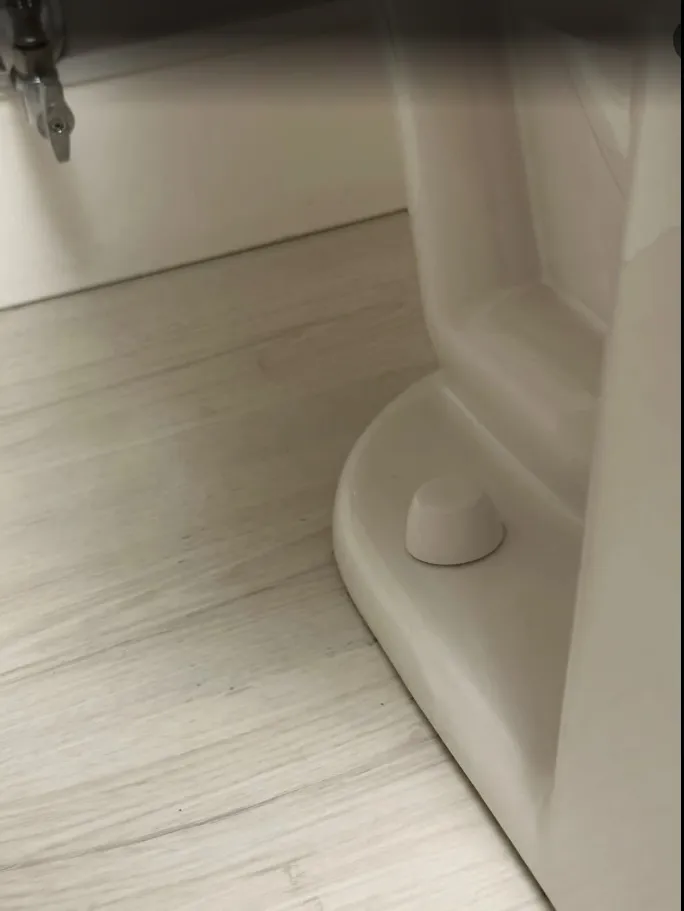 Behind the toilet and around the base cleaned to the floor during move-out cleaning, client photo
